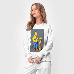 Костюм хлопковый женский Homer Simpson and cats - нейросеть арт, цвет: белый — фото 2