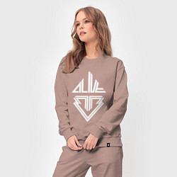 Костюм хлопковый женский Big bang white logo, цвет: пыльно-розовый — фото 2