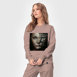 Костюм хлопковый женский Девушка рысь, цвет: пыльно-розовый — фото 2