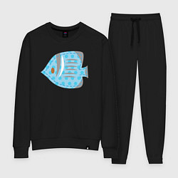 Костюм хлопковый женский Синяя рыбка, цвет: черный
