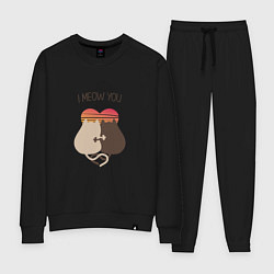 Костюм хлопковый женский Коты на закате, цвет: черный