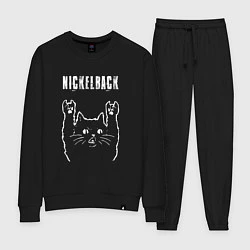Костюм хлопковый женский Nickelback рок кот, цвет: черный