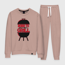 Костюм хлопковый женский Born to grill, цвет: пыльно-розовый