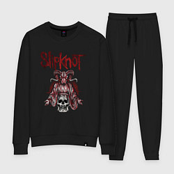 Костюм хлопковый женский Slipknot рогатый череп, цвет: черный
