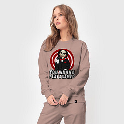 Костюм хлопковый женский You wanna play a game, цвет: пыльно-розовый — фото 2