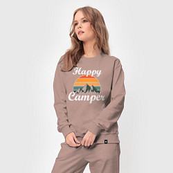 Костюм хлопковый женский Happy camper, цвет: пыльно-розовый — фото 2