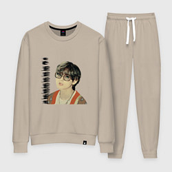 Костюм хлопковый женский Тэхен и Чонгук, цвет: миндальный