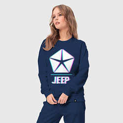 Костюм хлопковый женский Значок Jeep в стиле glitch, цвет: тёмно-синий — фото 2