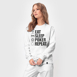 Костюм хлопковый женский Eat, sleep, poker, repeat, цвет: белый — фото 2