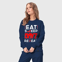 Костюм хлопковый женский Надпись eat sleep DayZ repeat, цвет: тёмно-синий — фото 2