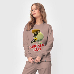 Костюм хлопковый женский Chicken Gun logo, цвет: пыльно-розовый — фото 2