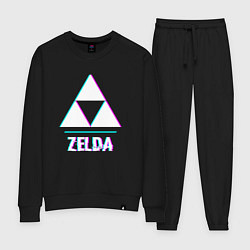 Костюм хлопковый женский Zelda в стиле glitch и баги графики, цвет: черный