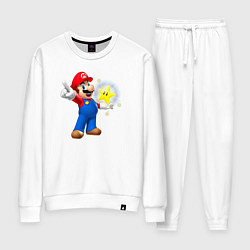 Костюм хлопковый женский Марио держит звезду, цвет: белый