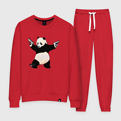 Костюм хлопковый женский Панда с пистолетами, цвет: красный