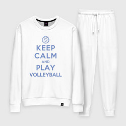 Костюм хлопковый женский Играй в волейбол, цвет: белый