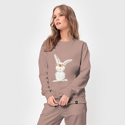 Костюм хлопковый женский Милый кролик с венком на голове, цвет: пыльно-розовый — фото 2