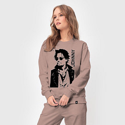 Костюм хлопковый женский Johnny Depp - graphics, цвет: пыльно-розовый — фото 2