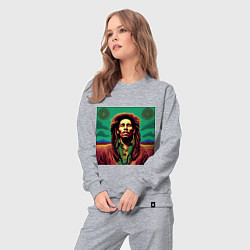 Костюм хлопковый женский Digital Art Bob Marley in the field, цвет: меланж — фото 2