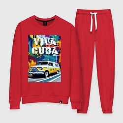 Костюм хлопковый женский Viva Cuba - car - retro, цвет: красный