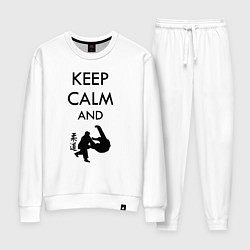 Костюм хлопковый женский Keep calm and judo, цвет: белый