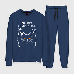 Костюм хлопковый женский Within Temptation rock cat, цвет: тёмно-синий