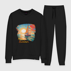 Костюм хлопковый женский Счастливое яркое лето, цвет: черный