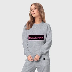 Костюм хлопковый женский Логотип Блек Пинк, цвет: меланж — фото 2