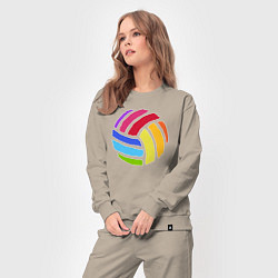Костюм хлопковый женский Rainbow volleyball, цвет: миндальный — фото 2