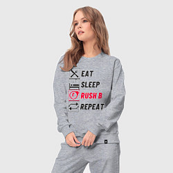 Костюм хлопковый женский Eat sleep rush b repeat, цвет: меланж — фото 2