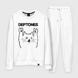 Костюм хлопковый женский Deftones - rock cat, цвет: белый