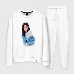Костюм хлопковый женский Jennie Kim Kpop, цвет: белый
