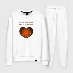 Костюм хлопковый женский What you need is love, цвет: белый