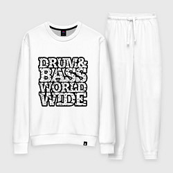 Костюм хлопковый женский Drum and bass world wide, цвет: белый