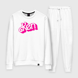 Костюм хлопковый женский Логотип розовый Кен, цвет: белый