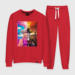 Костюм хлопковый женский Барби Оппенгеймер, цвет: красный