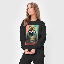 Костюм хлопковый женский Dude fox - urban style, цвет: черный — фото 2