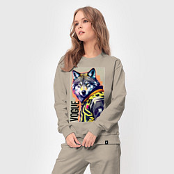 Костюм хлопковый женский Wolf fashionista - pop art, цвет: миндальный — фото 2