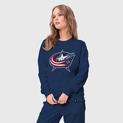 Костюм хлопковый женский Columbus blue jackets - hockey team - emblem, цвет: тёмно-синий — фото 2