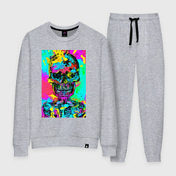 Костюм хлопковый женский Cool skull - pop art - vogue, цвет: меланж