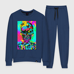 Костюм хлопковый женский Cool skull - pop art - vogue, цвет: тёмно-синий