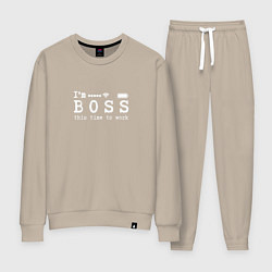 Костюм хлопковый женский Boss this time to work, цвет: миндальный