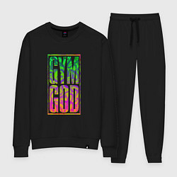 Костюм хлопковый женский Gym god, цвет: черный