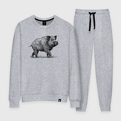 Костюм хлопковый женский Кабан гуляет, цвет: меланж