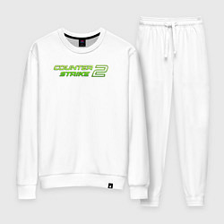Костюм хлопковый женский Counter strike 2 green logo, цвет: белый