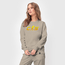 Костюм хлопковый женский CS2 yellow logo, цвет: миндальный — фото 2