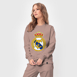 Костюм хлопковый женский Real madrid fc sport, цвет: пыльно-розовый — фото 2