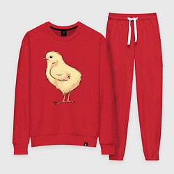 Костюм хлопковый женский Красивый цыплёнок, цвет: красный