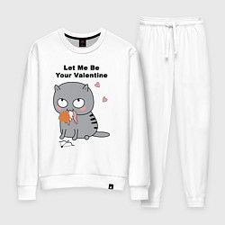 Костюм хлопковый женский Let me be your valentine, цвет: белый