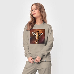 Костюм хлопковый женский Космический жираф, цвет: миндальный — фото 2