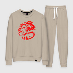 Костюм хлопковый женский Manchester dragon, цвет: миндальный